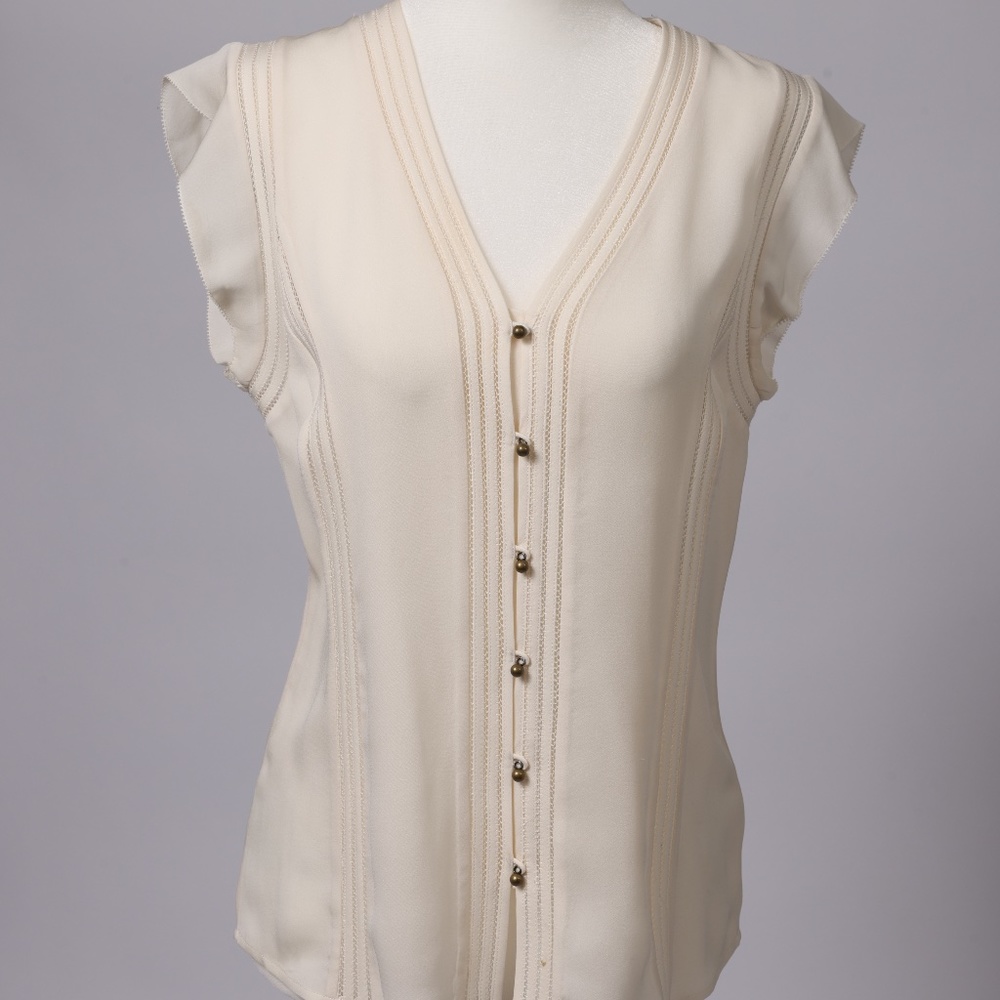 Veronica Beard short sleeve white blouse size small